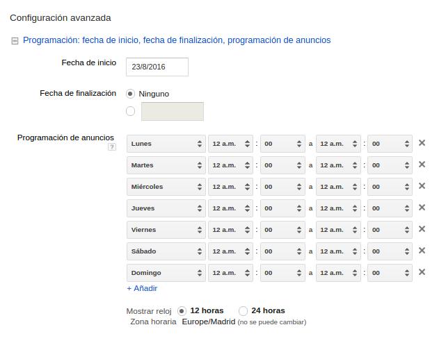 segmentar horarios adwords