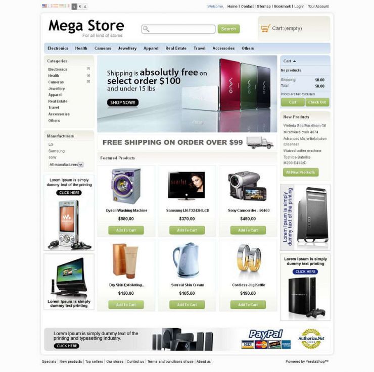 Prestashop tamplate tienda online