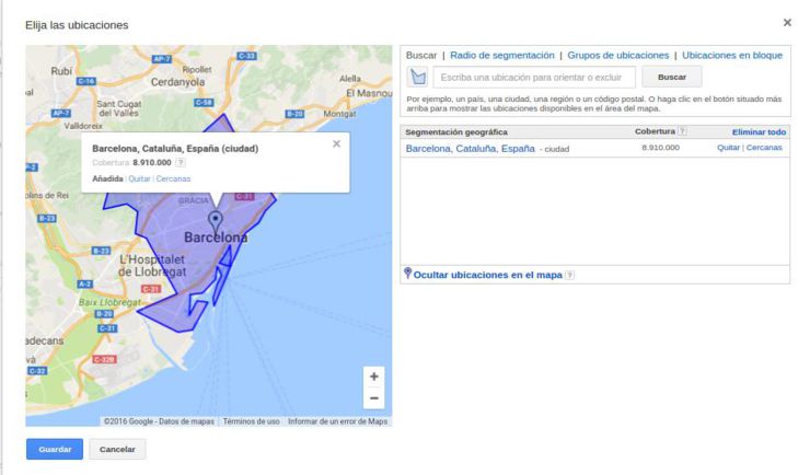 segmentar geograficamente adwords