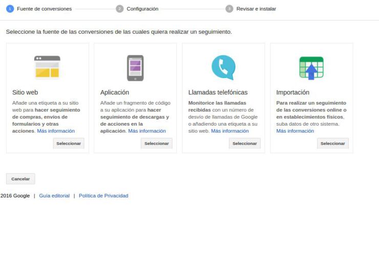 crear codigo seguimiento adwords